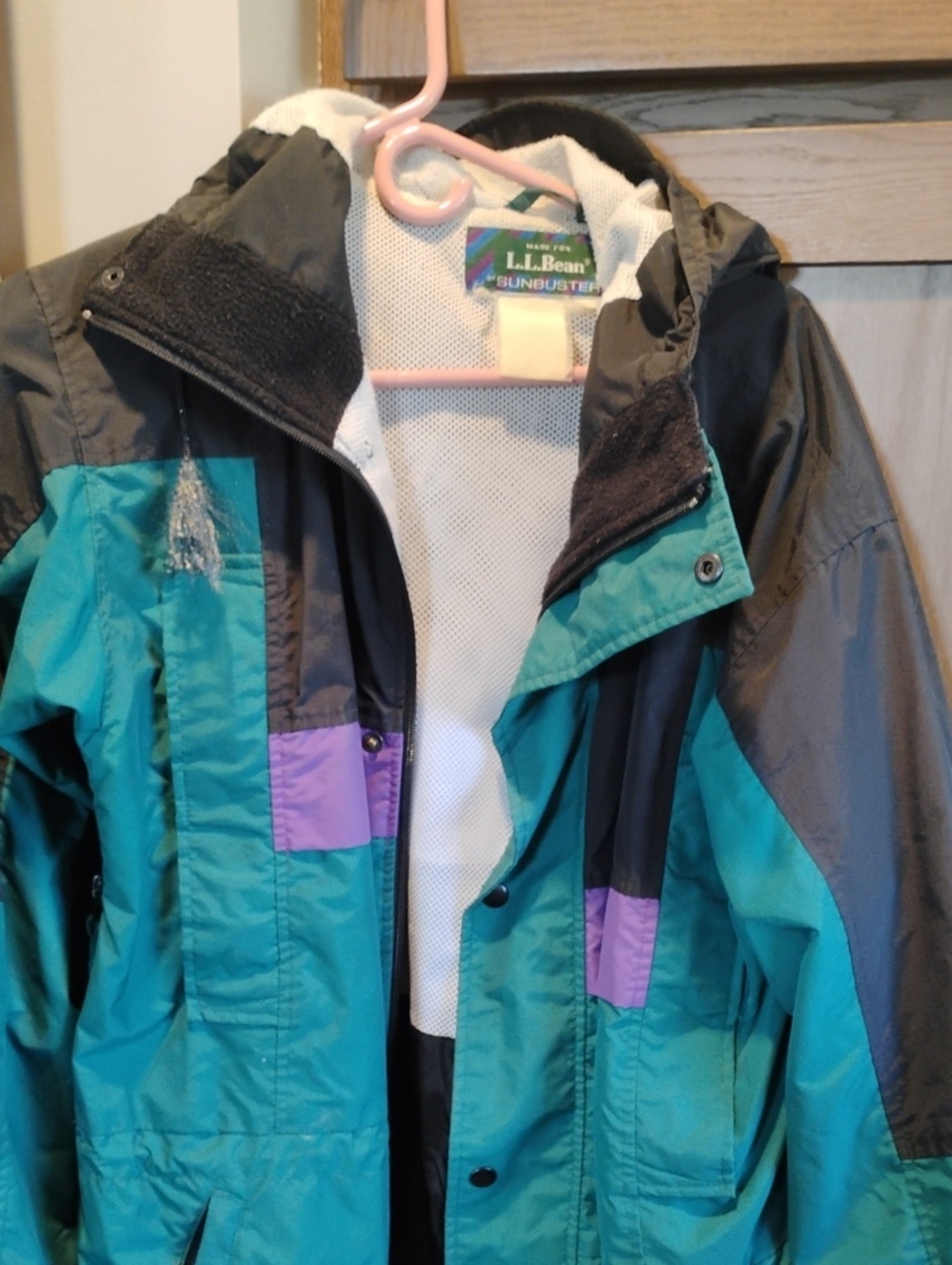 L.L.Bean Teal, Black & Purple Sunbuster Shell Jacket